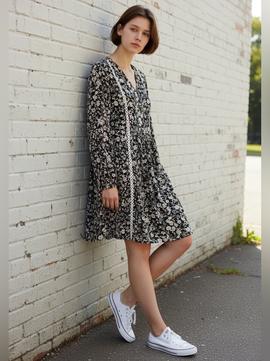 Dokotoo Dresses & Skirts - Dokotoo relaxed babydoll style black and white floral dress. Size medium GUC